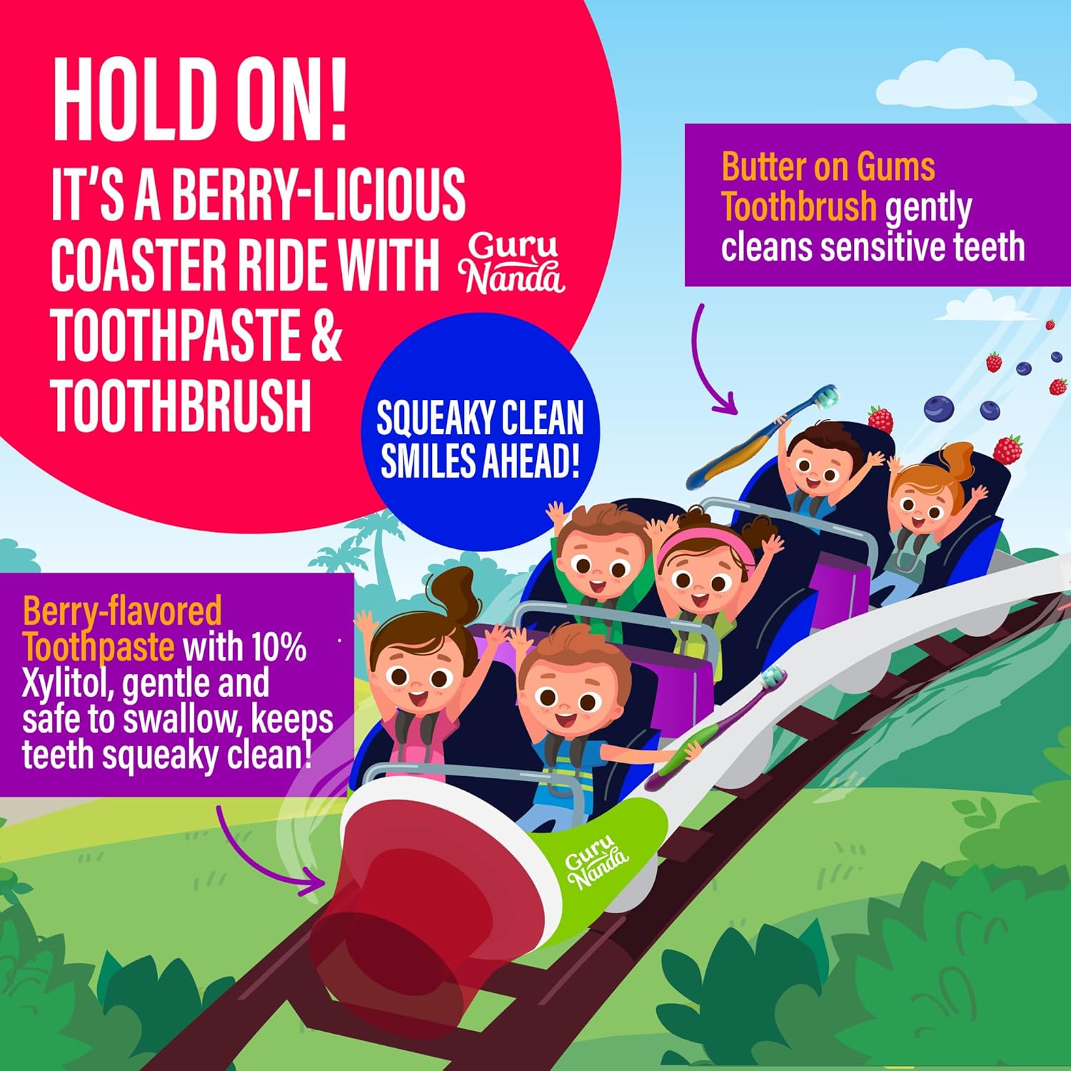 Kids Oral Care Kit with Toothpaste, Water Flosser, Oil Pulling Mouthwash & Floss Picks