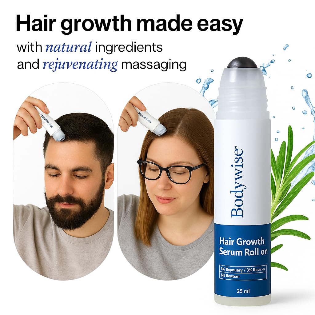3% Rosemary Hair Growth Serum Roll-On | Thicker Hair & Beard | Prevents Hair Fall | 25ml