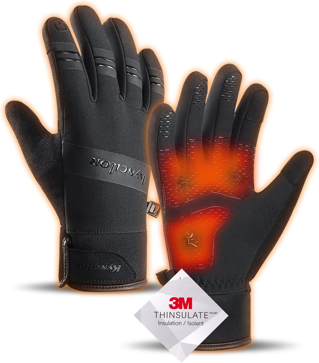100% Waterproof Winter Gloves with Touchscreen Fingers, Anti-Slip Palm for Running, Cycling, Driving