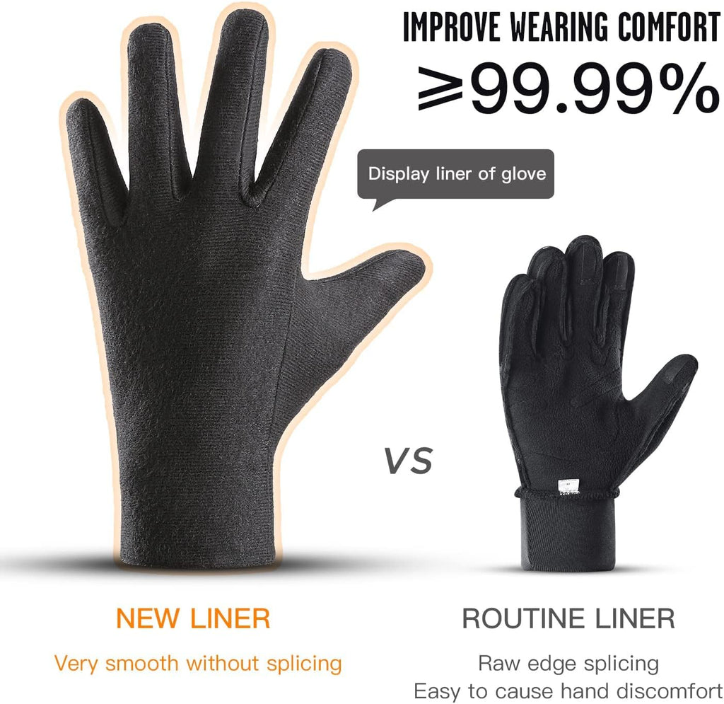 100% Waterproof Winter Gloves with Touchscreen Fingers, Anti-Slip Palm for Running, Cycling, Driving