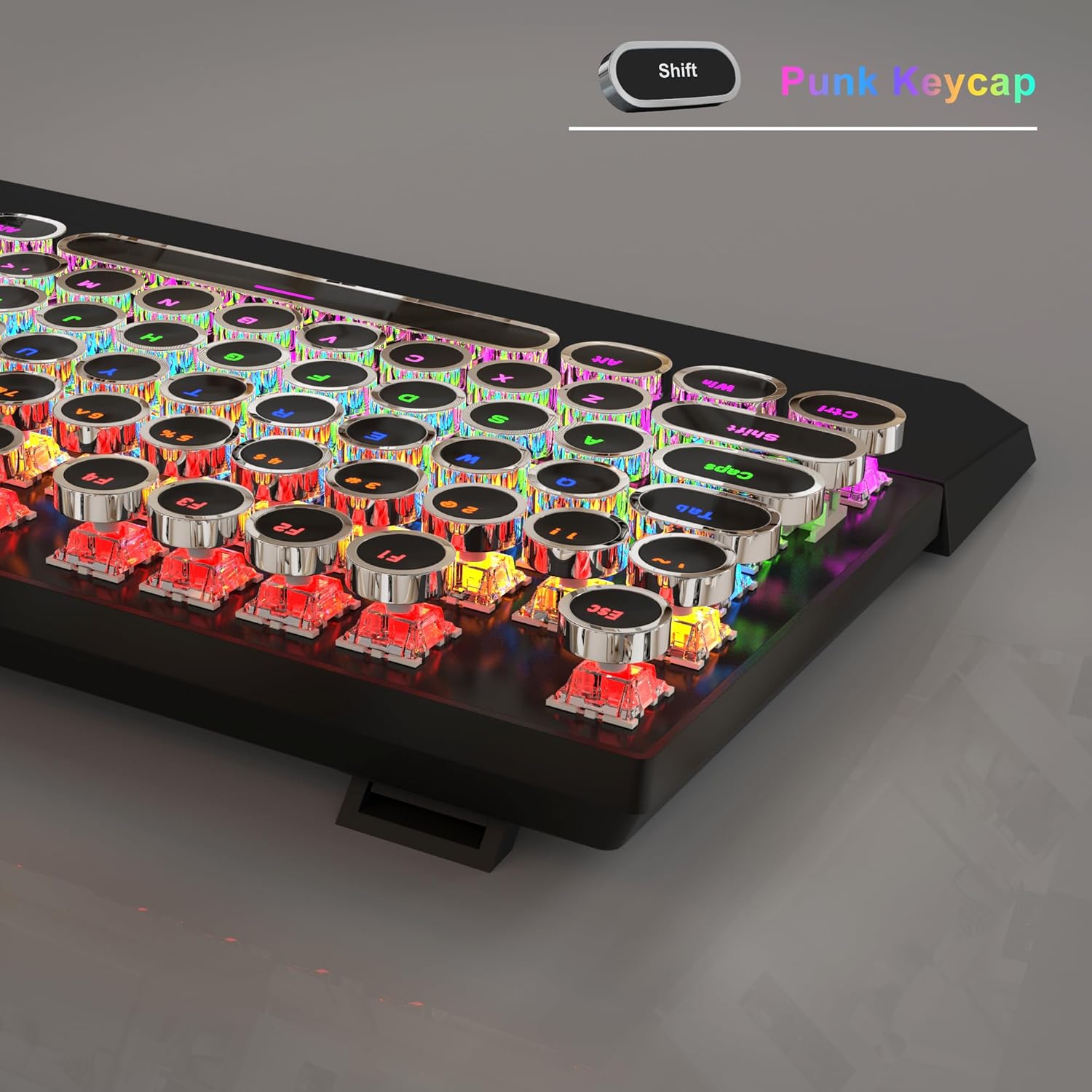 Retro Typewriter Mechanical Gaming Keyboard with RGB Backlit and Magnetic Wrist Rest