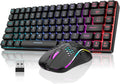Wireless Gaming Keyboard & Mouse Combo, Rainbow Backlit Rechargeable 75% Compact Layout