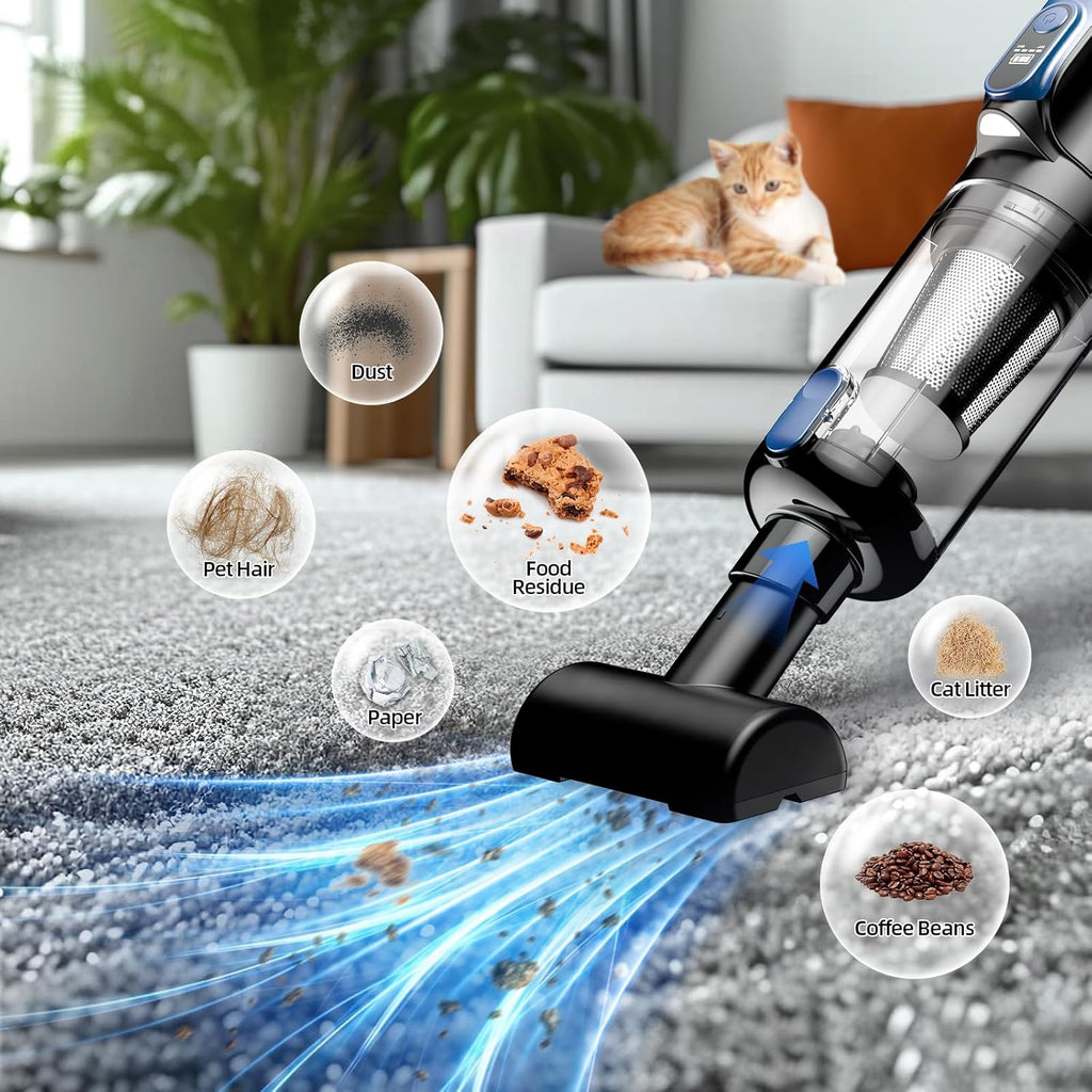 18000Pa Cordless 2-in-1 Car Vacuum & Air Duster, 130W Brushless Motor, 7800mAh Battery, LED Light, Multi-Nozzles