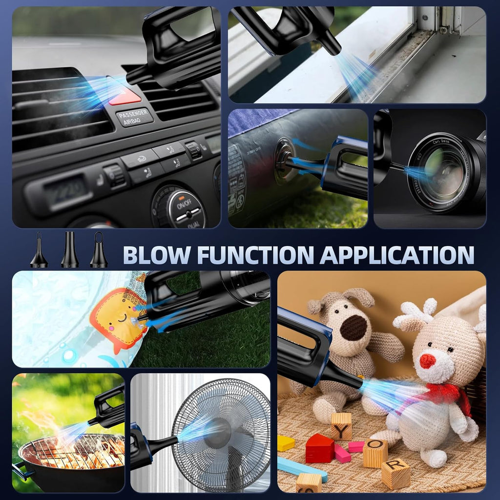 18000Pa Cordless 2-in-1 Car Vacuum & Air Duster, 130W Brushless Motor, 7800mAh Battery, LED Light, Multi-Nozzles