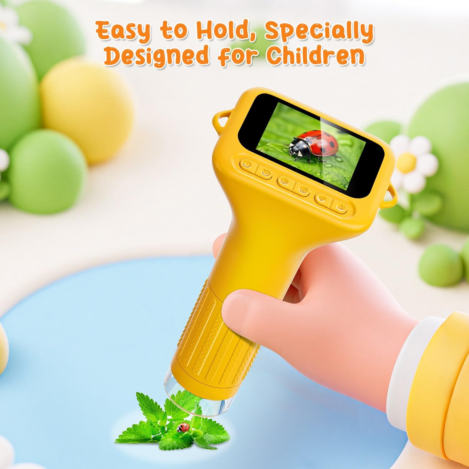 Digital Microscope for Kids with 2" Screen, 1000X Magnification & HD Camera, Portable Science Toy for Ages 4-12