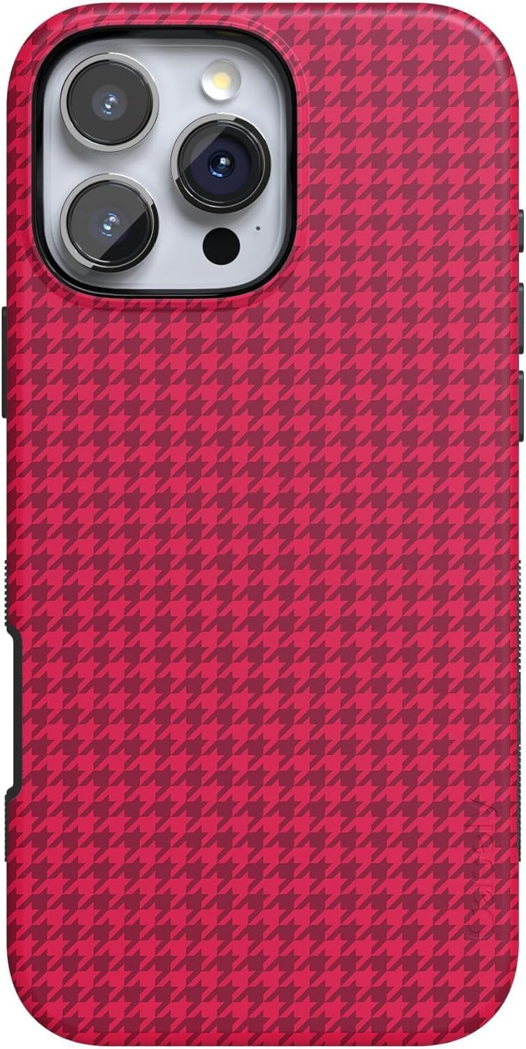 Red Houndstooth iPhone Case | Military-Grade Protection | MagSafe Compatible
