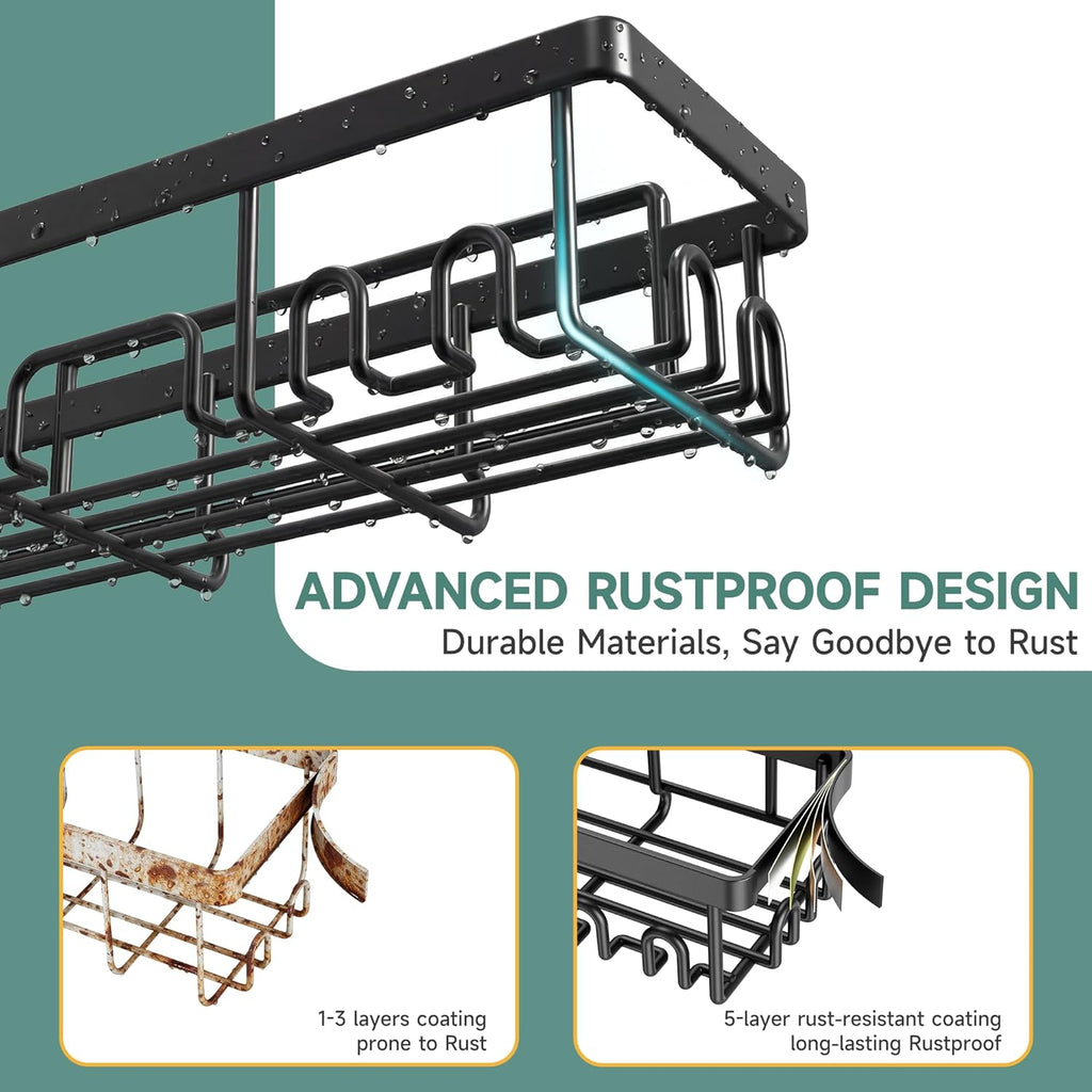 6-Pack Adhesive Shower Caddy Set - Rustproof Stainless Steel Bathroom Organizer & Storage