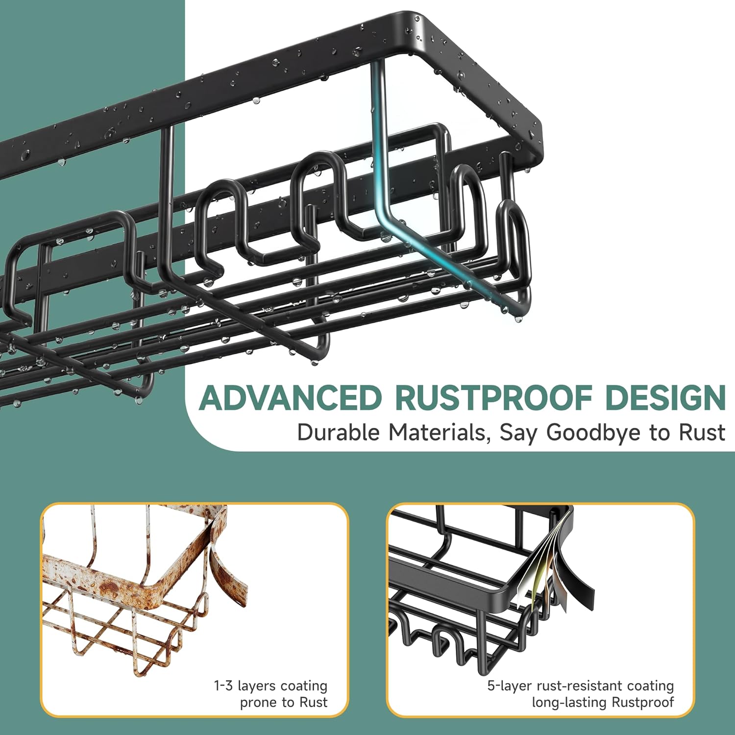 6-Pack Adhesive Shower Caddy Set - Rustproof Stainless Steel Bathroom Organizer & Storage