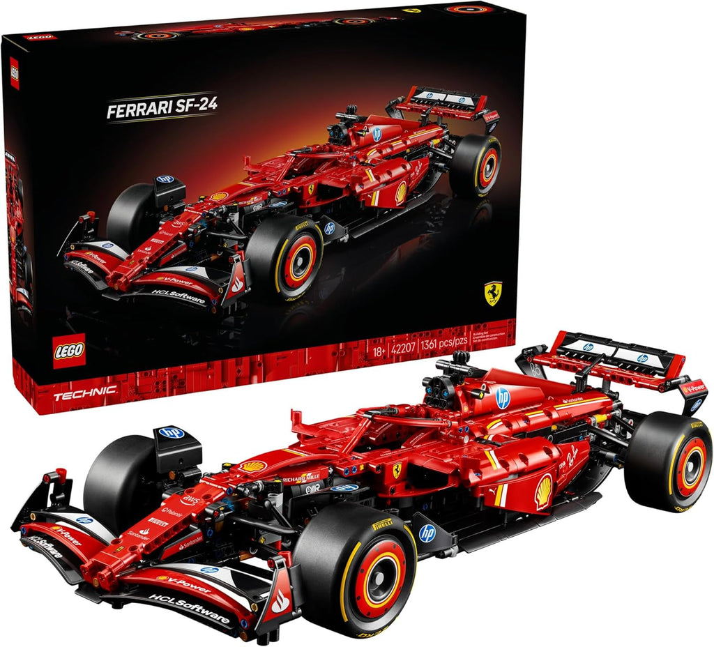 LEGO Technic Ferrari SF-24 F1 Model Car Kit - Building Set for Adults, Ages 18+ W/Realistic Features - Bedroom, Home Office, Desk Decor - Gift for Christmas - 42207