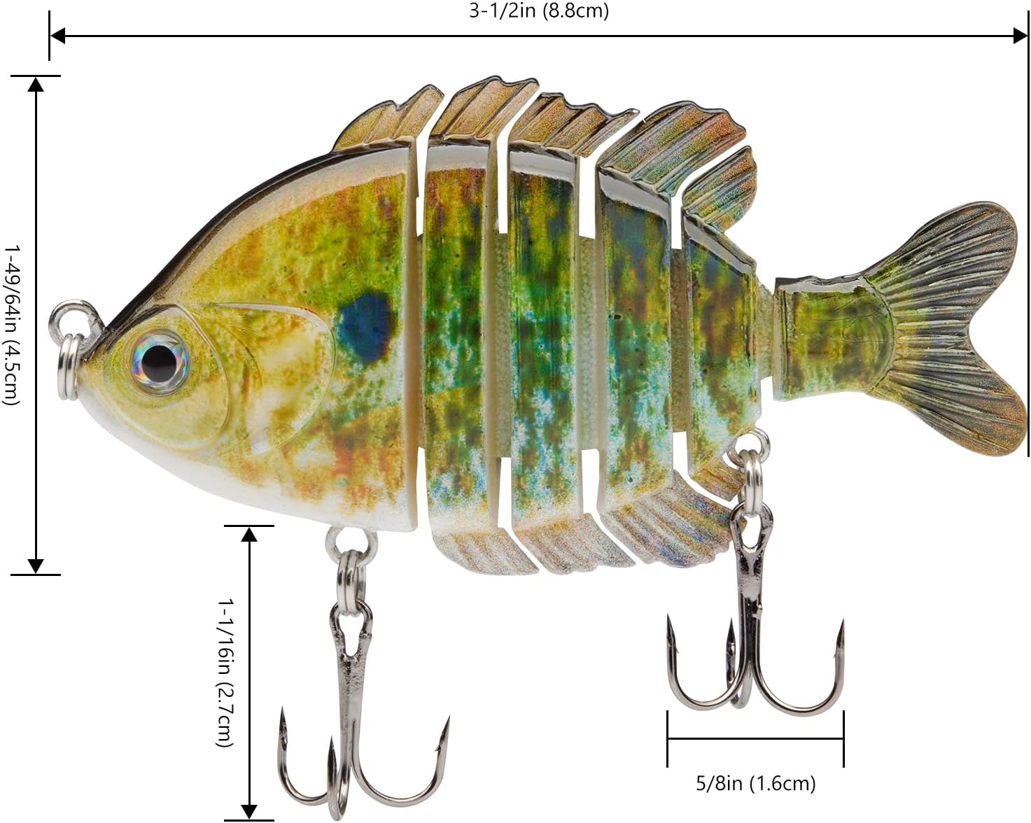 Multi-Jointed Panfish Bluegill Swimbait - 6-Segment Life-Like Bass Fishing Lure
