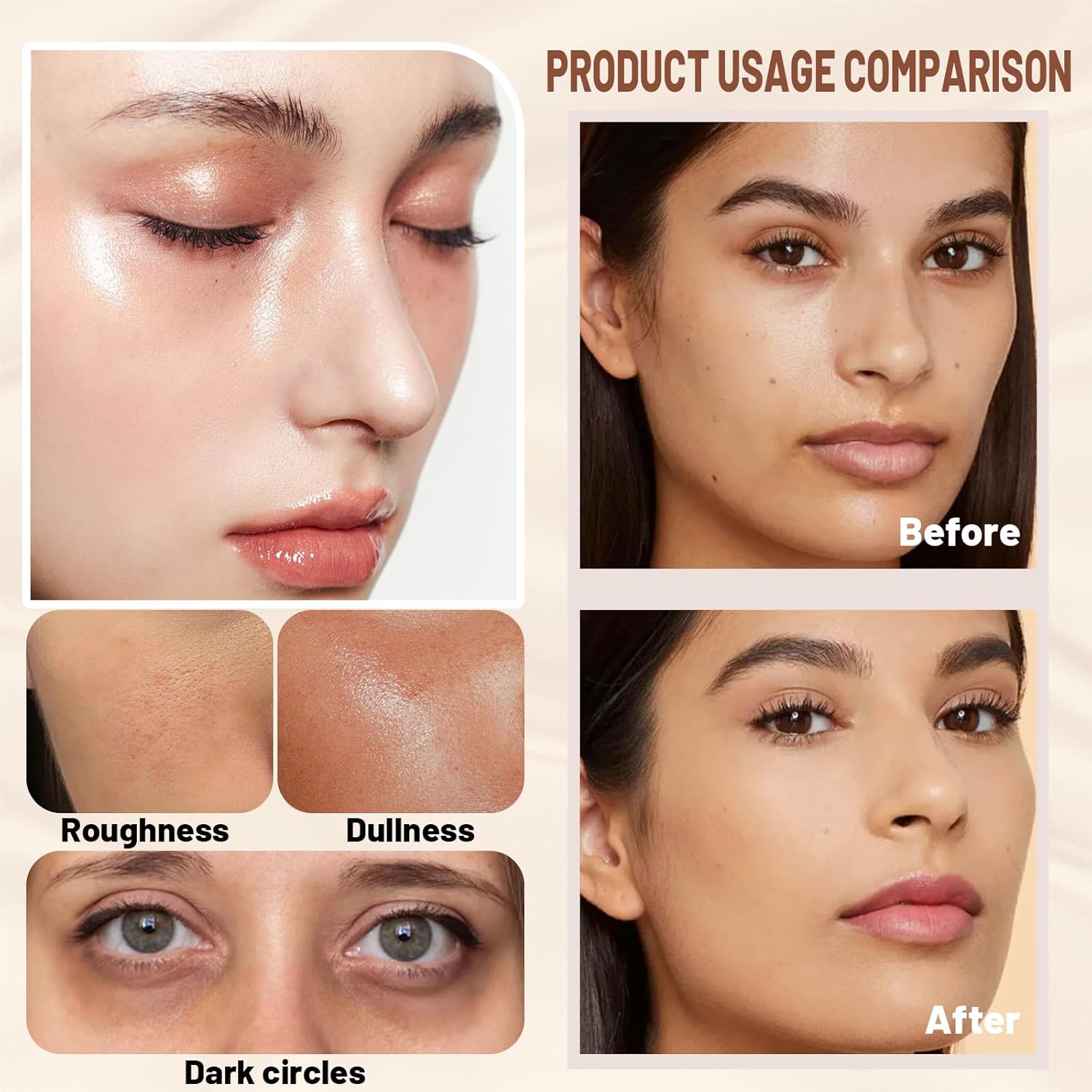 Korean Foundation Stick with Brush, 2-in-1 Waterproof Longwear Concealer, Natural Finish (#3 Warm Skin Color)
