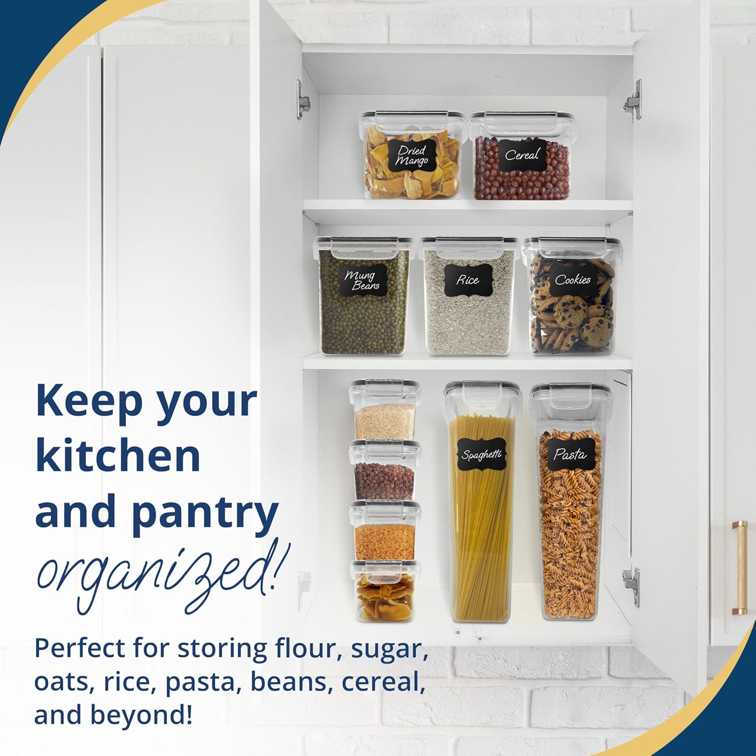 36-Piece Airtight Food Storage Containers with Lids - BPA-Free Plastic Pantry Organizers