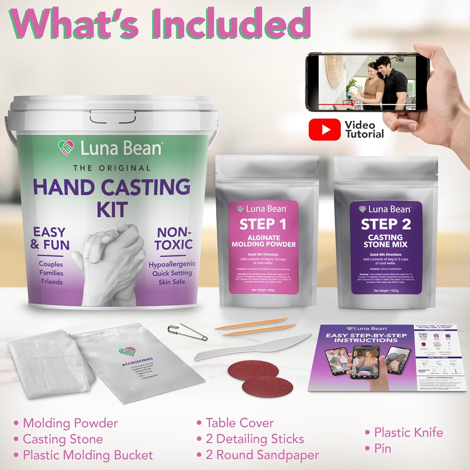 DIY Hand Casting Kit for Couples - Complete Plaster Statue Mold Kit for Anniversary & Wedding Gifts