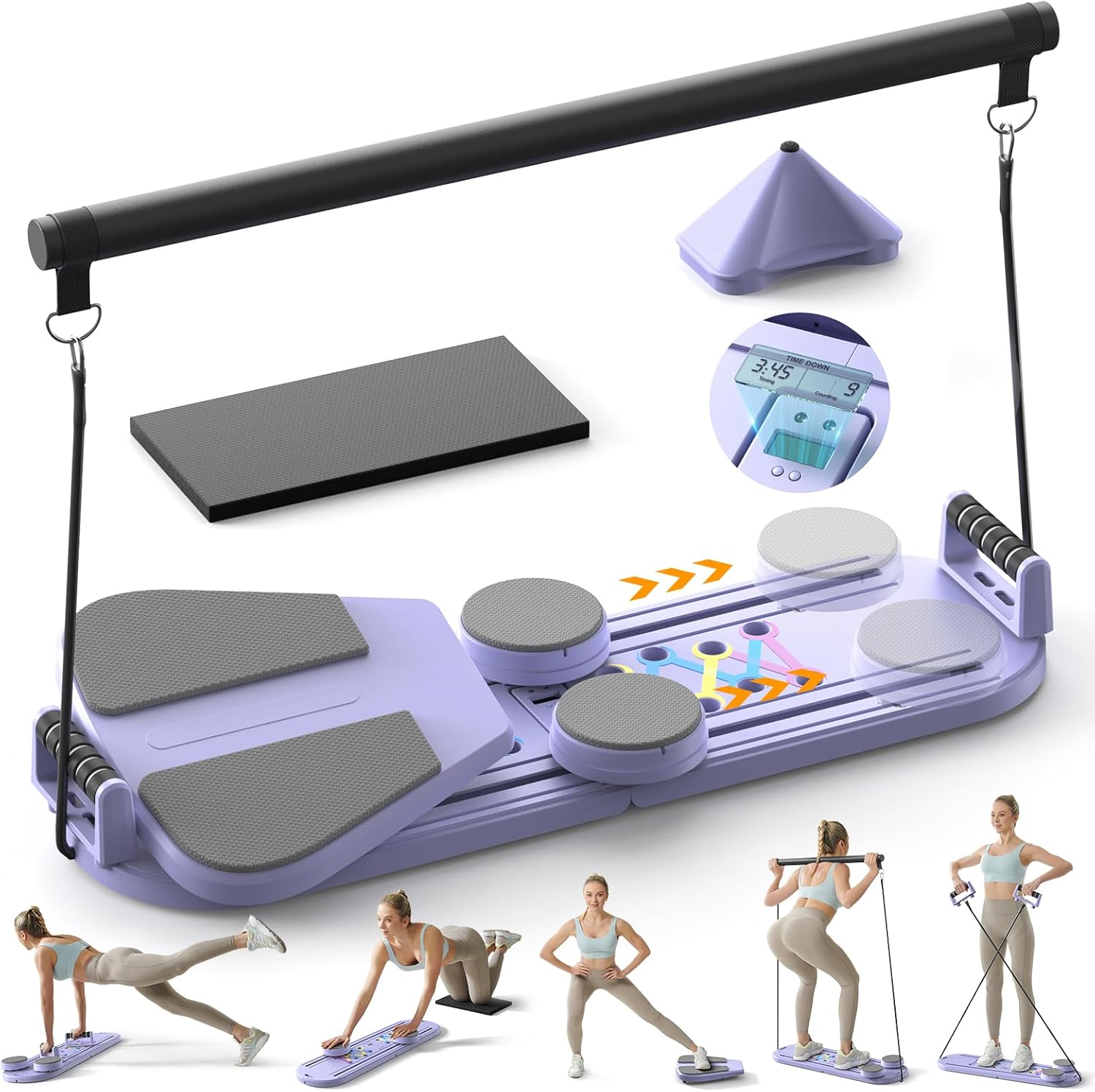 Multifunctional Pilates Board and Foldable Reformer Set for Home Gym, Ab Core Trainer Machine