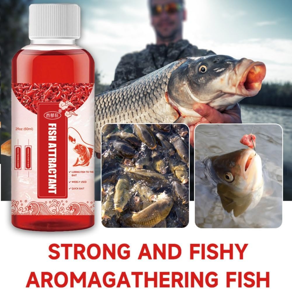 2PCS Red Worm Liquid Bait Fish Attractant, Concentrated Lure Enhancer for Freshwater & Saltwater