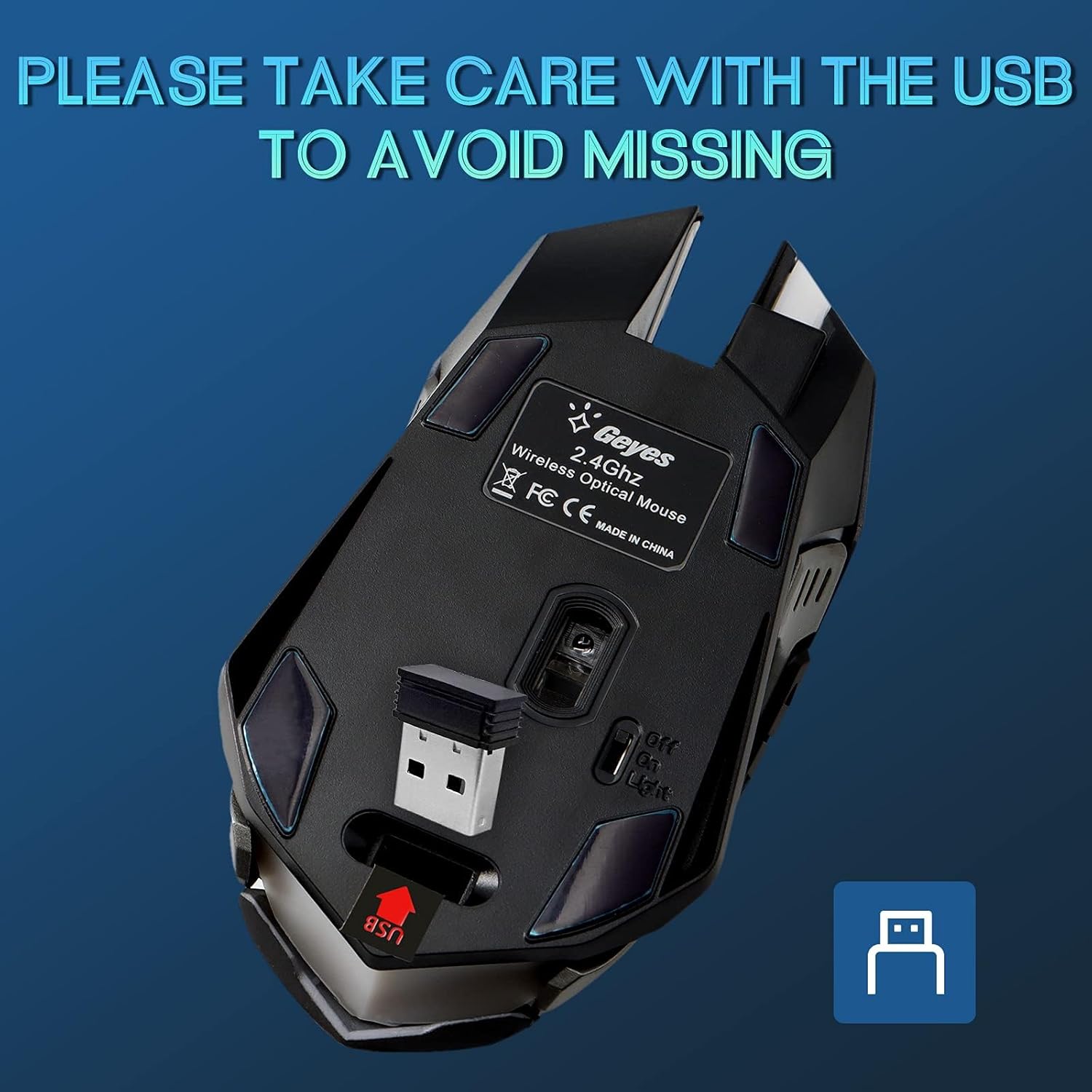 Silent Click Wireless Gaming Mouse with 7-Color LED & 30-Day Battery Life