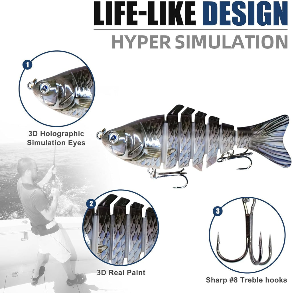 6PCS Multi-Jointed Slow Sinking Swimbaits for Bass Trout Freshwater Saltwater Fishing Lures