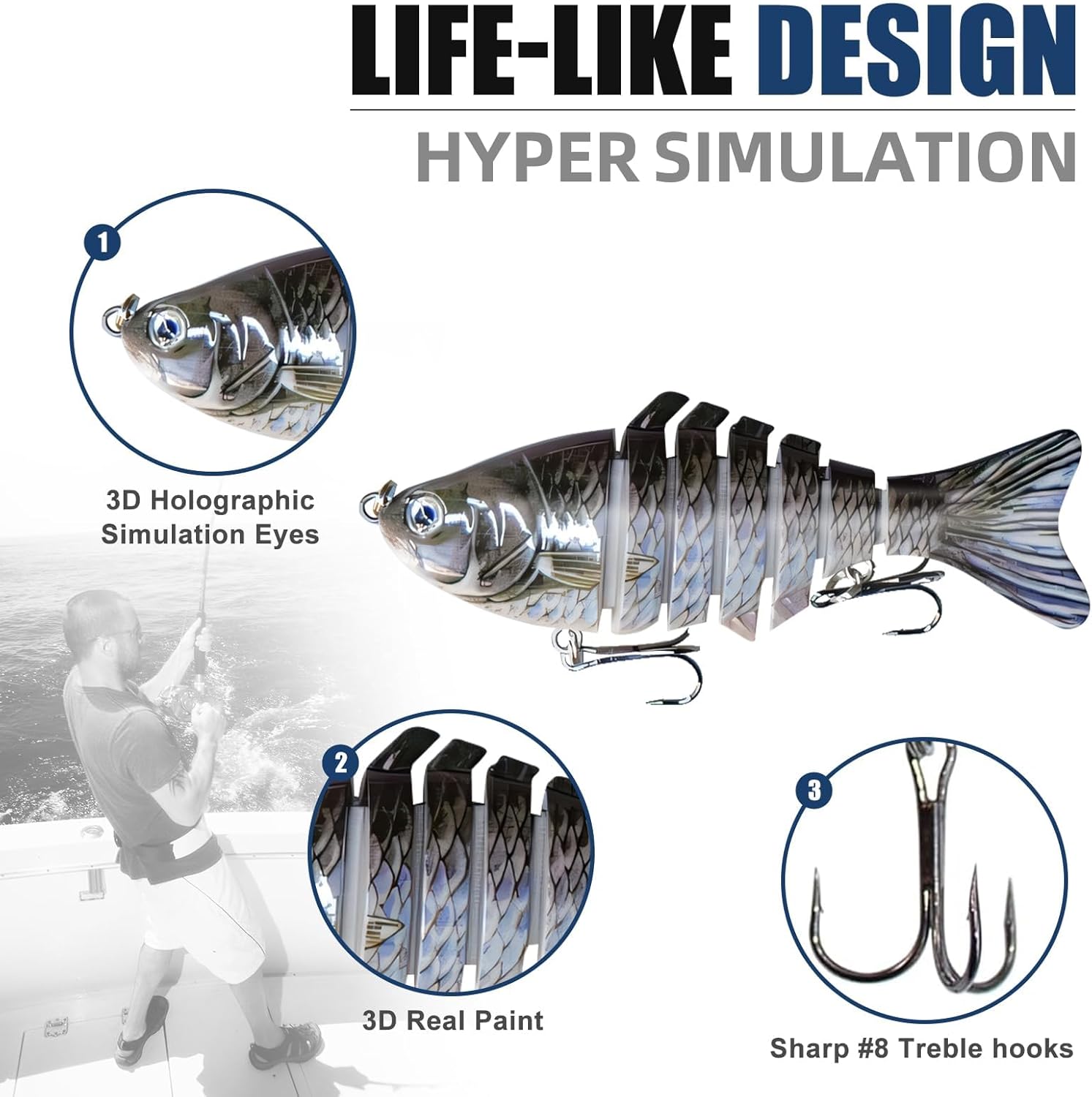 6PCS Multi-Jointed Slow Sinking Swimbaits for Bass Trout Freshwater Saltwater Fishing Lures