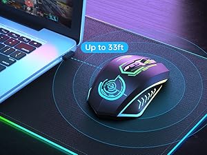 Aesthetic Wireless Mouse with Customizable Covers & LED Mood Lighting - Rechargeable Ergonomic Design, 1200 DPI