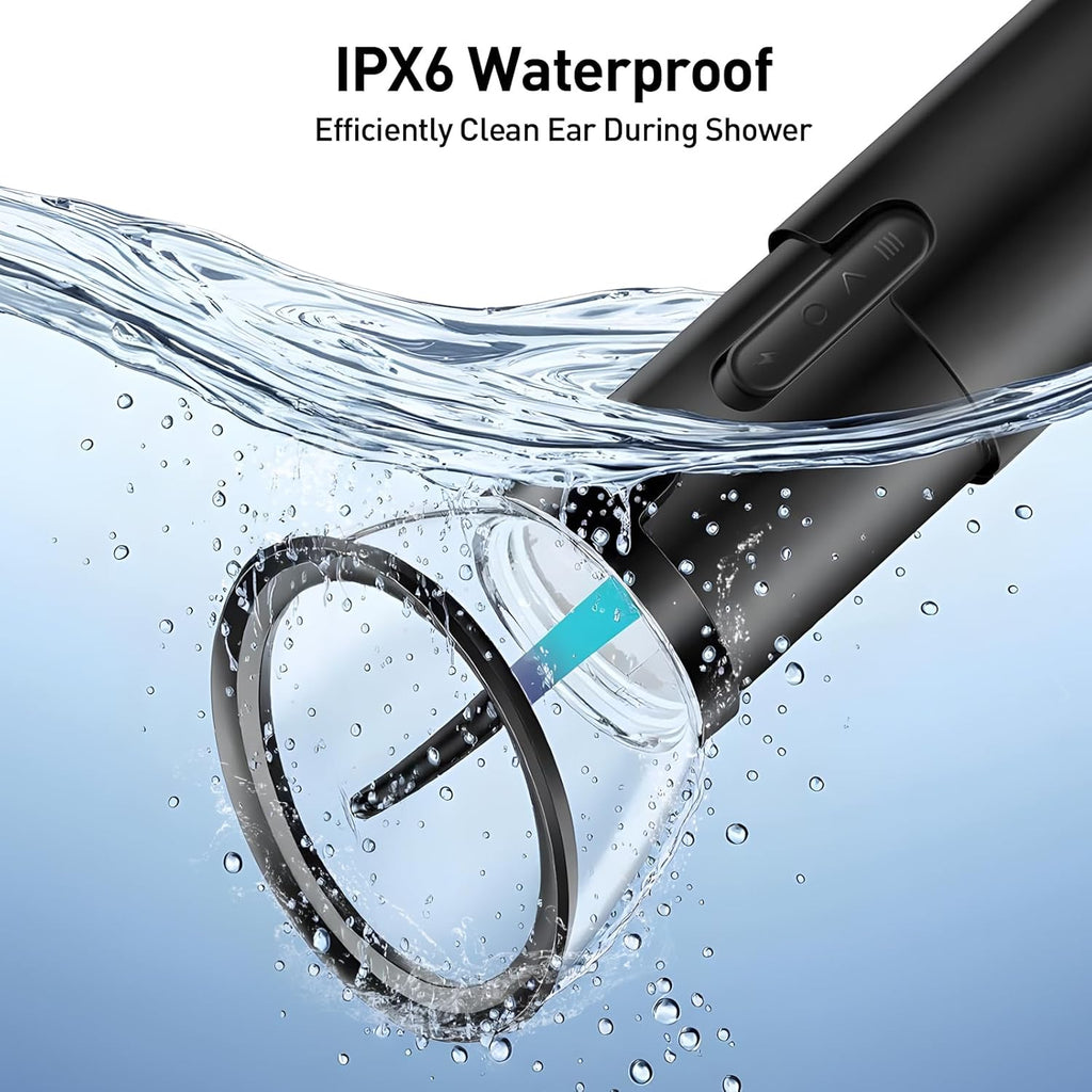 Electric Ear Wax Removal Kit with Camera, 4 Pressure Modes, IPX6 Waterproof Rechargeable Ear Cleaner