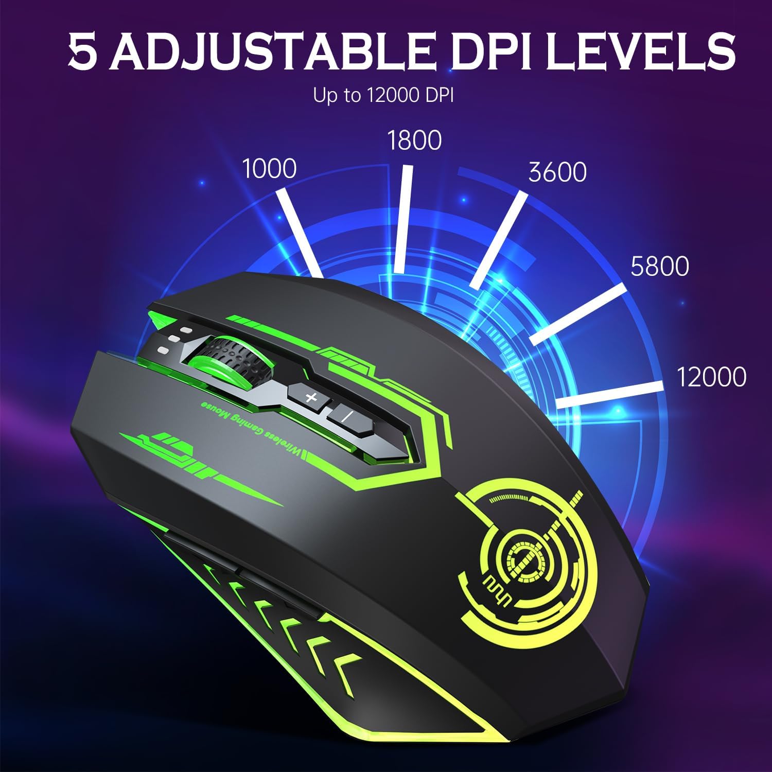 Aesthetic Wireless Mouse with Customizable Covers & LED Mood Lighting - Rechargeable Ergonomic Design, 1200 DPI