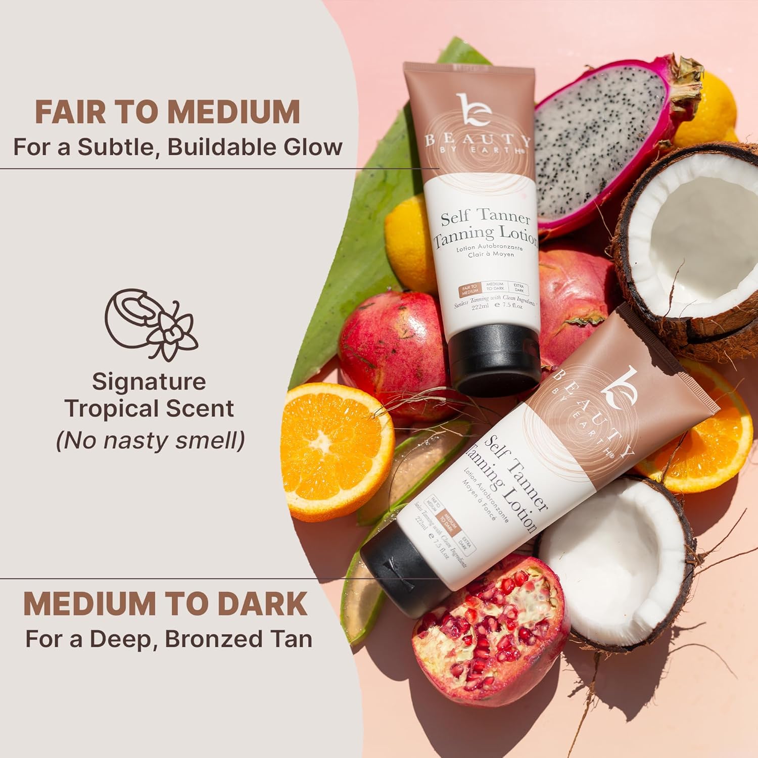 Natural Self Tanner Lotion - Organic Ingredients for Streak-Free Sunless Glow, Fair to Medium