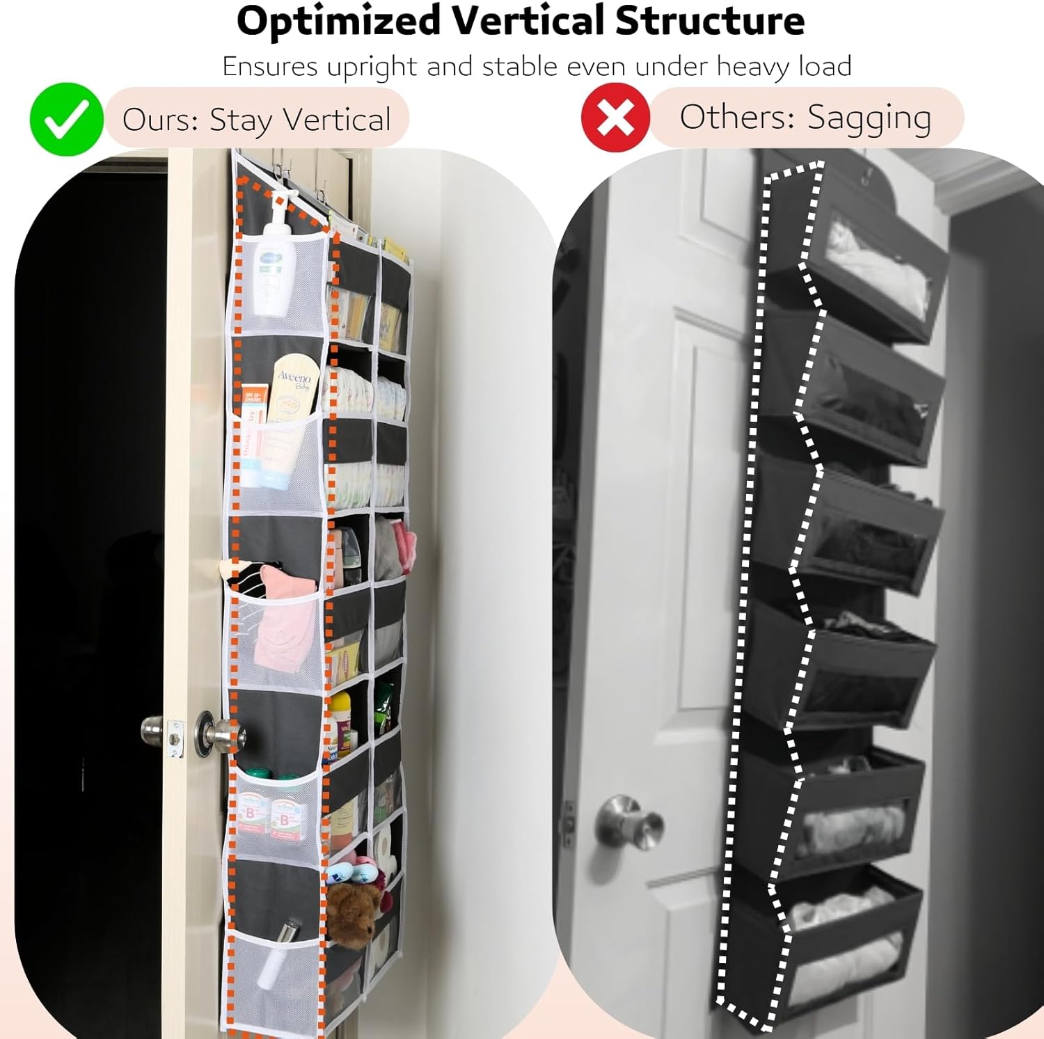 5-Tier Over the Door Organizer with 10 Compartments, 80lbs Capacity Extra Large Storage