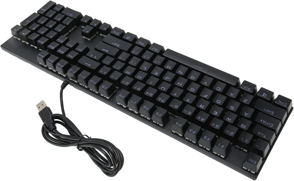 104-Key Blue Switch RGB Mechanical Keyboard with 28 Backlight Modes & Ergonomic Design