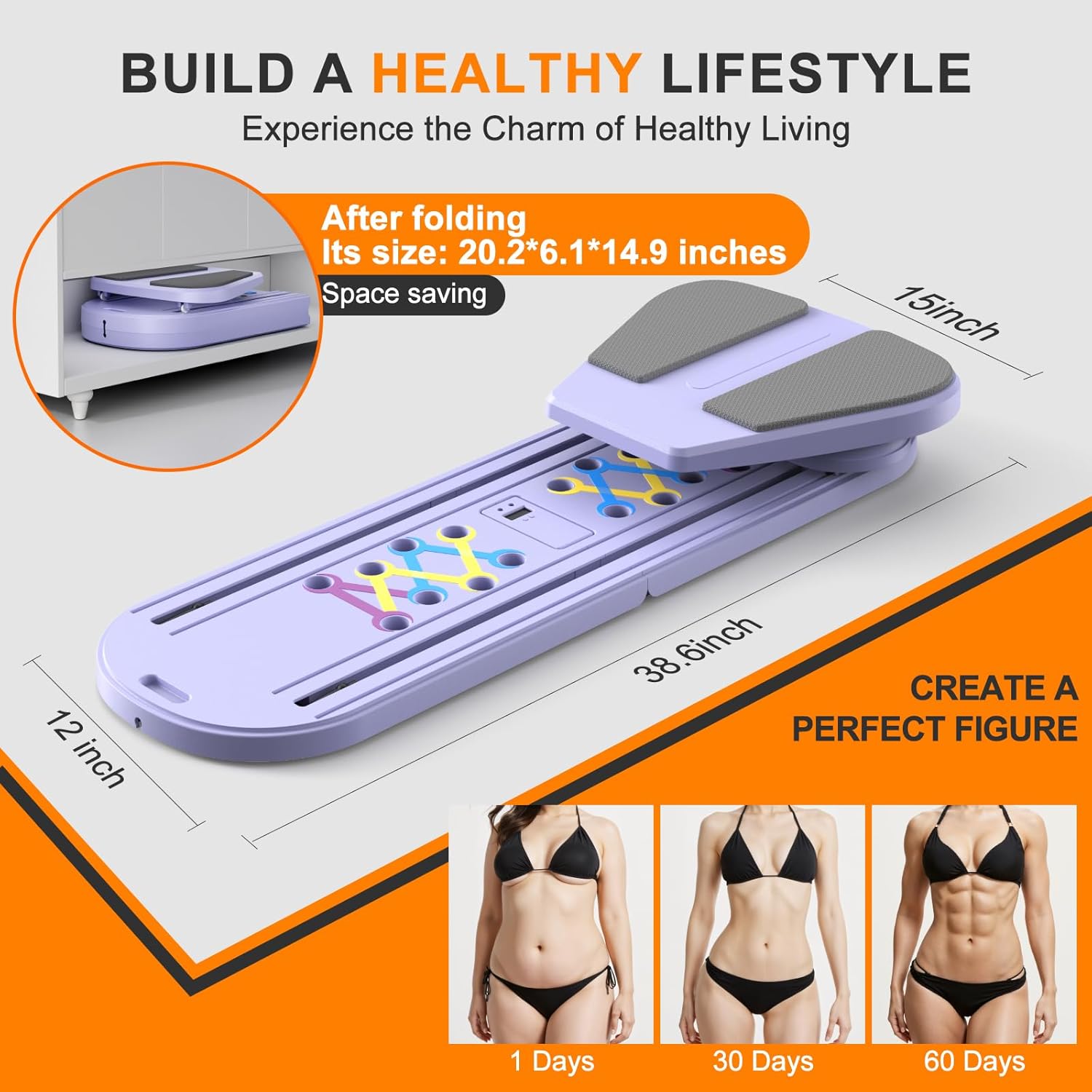 Multifunctional Pilates Board and Foldable Reformer Set for Home Gym, Ab Core Trainer Machine