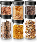 Set of 6 Airtight Glass Storage Canisters with Press-Seal Lids - 3mm Thick Borosilicate Jars for Pantry