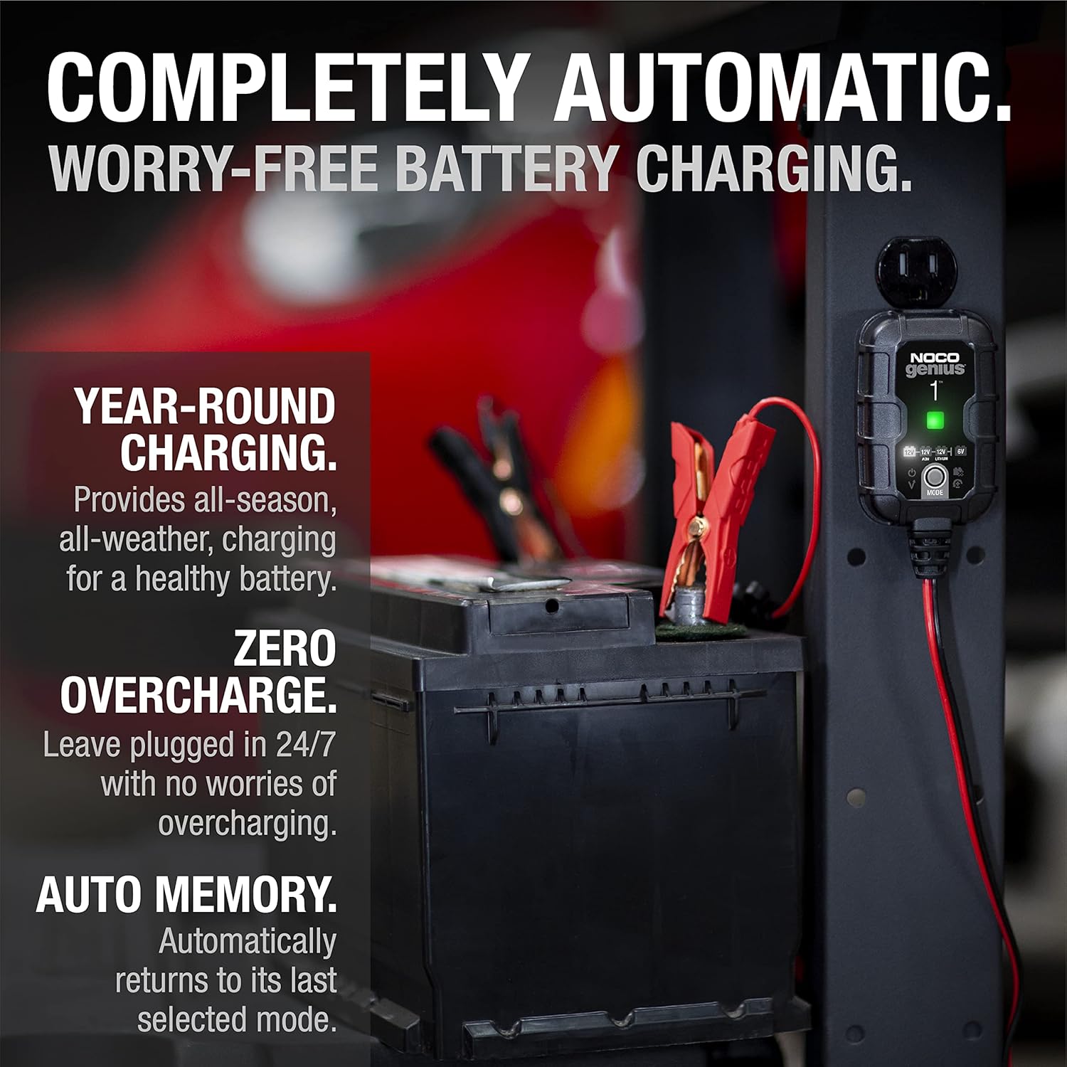 1A 6V/12V Smart Battery Charger, Automatic Maintainer & Trickle Charger with Desulfator