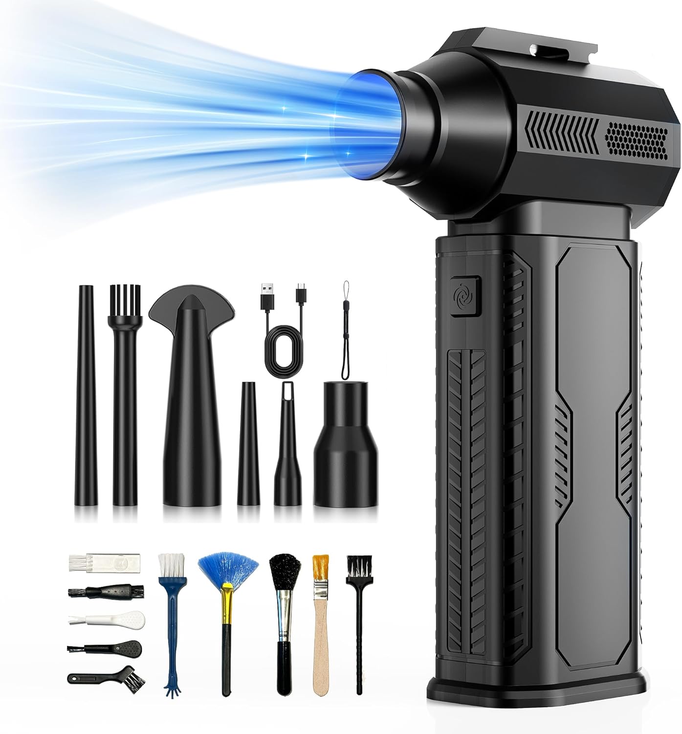 130K RPM Cordless Electric Air Duster with 8000mAh Battery & 4-Gear Adjustable Speeds