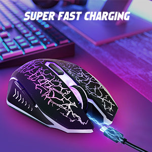 Rechargeable Wireless Gaming Mouse with 12000 DPI, 7 Programmable Buttons & RGB Lighting