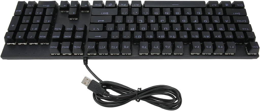 104-Key Blue Switch RGB Mechanical Keyboard with 28 Backlight Modes & Ergonomic Design