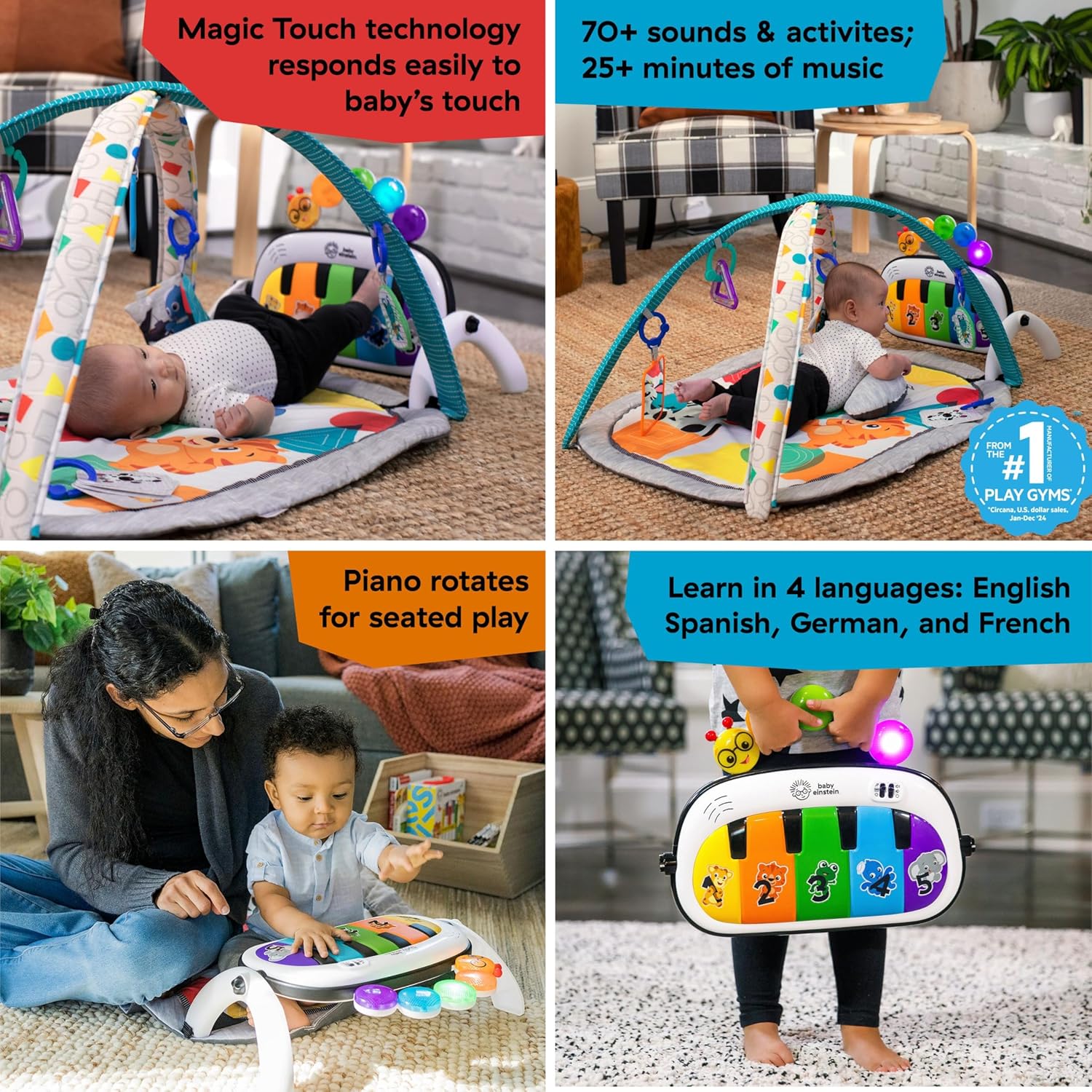 4-in-1 Kickin' Tunes Music & Language Discovery Play Gym with Magic Touch Piano