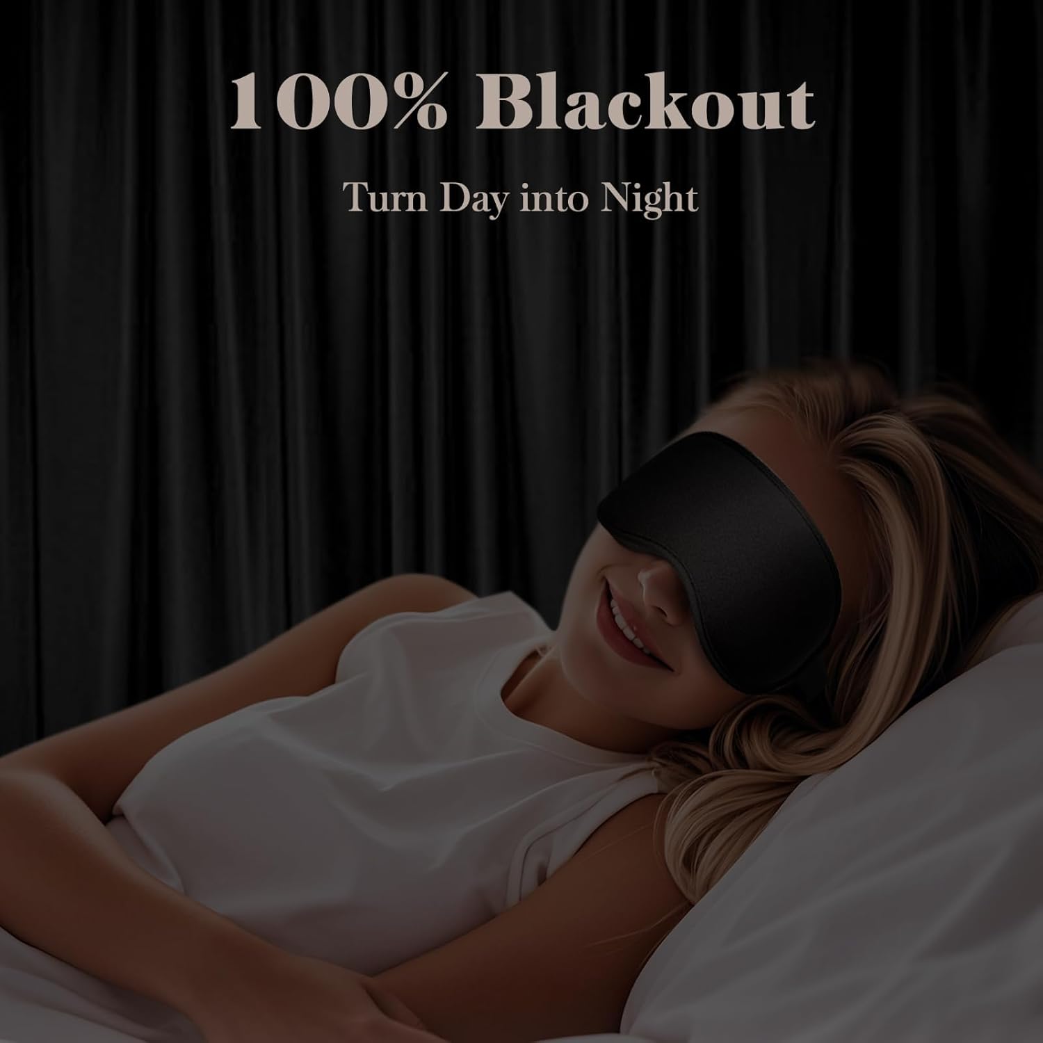 3D Contour Sleep Mask for Men & Women - 100% Pressure-Free & Light Blocking Eye Mask with Adjustable Strap for Side Sleepers
