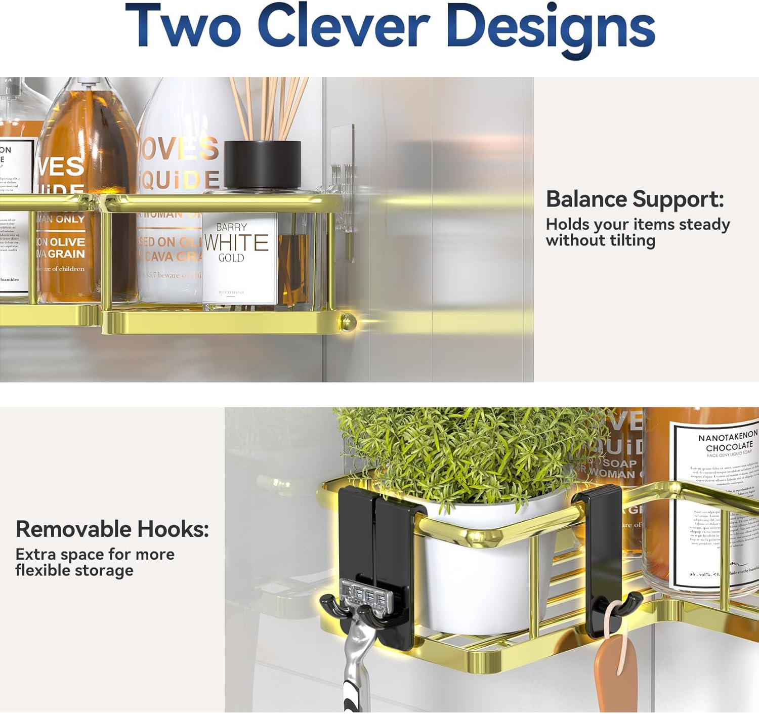 5-Pack Corner Shower Caddy Organizer - Rustproof Stainless Steel Shelves with Soap Holder & Hooks