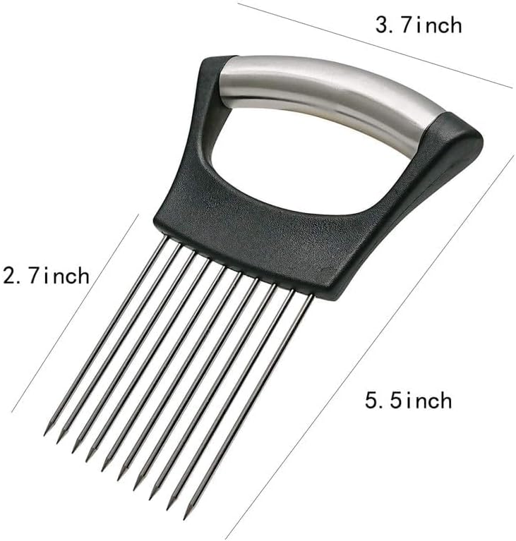 Stainless Steel Onion Slice Holder and Vegetable Slicer for Safe Even Cutting