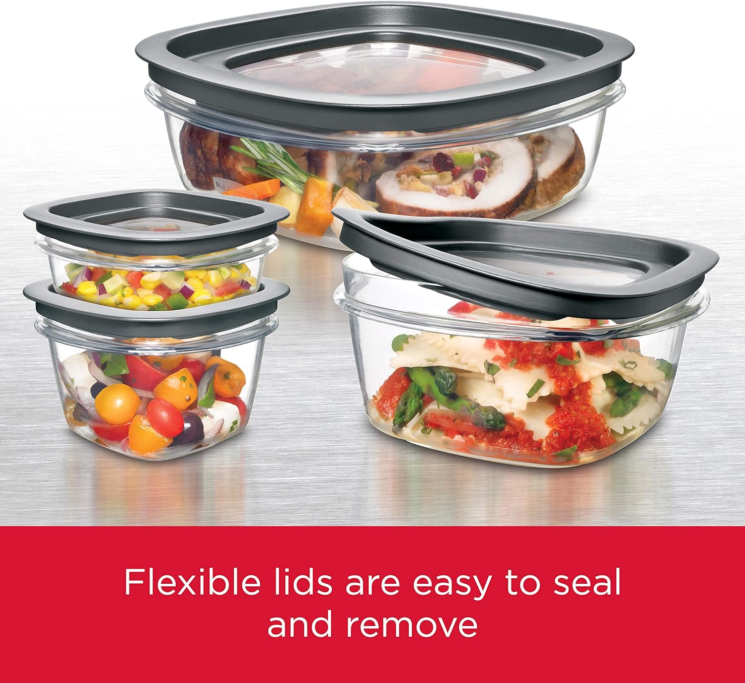 28-Piece Food Storage Containers with Snap Lids, Stain-Resistant Tritan Bases