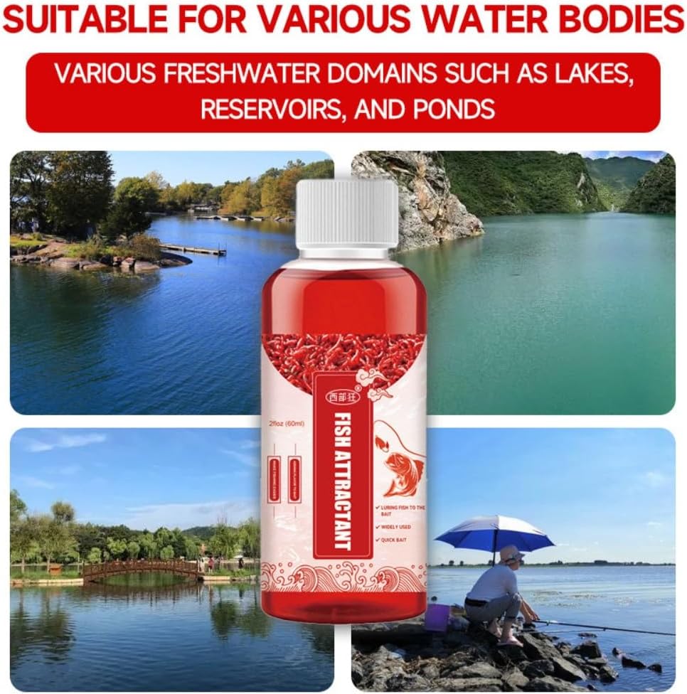 2PCS Red Worm Liquid Bait Fish Attractant, Concentrated Lure Enhancer for Freshwater & Saltwater
